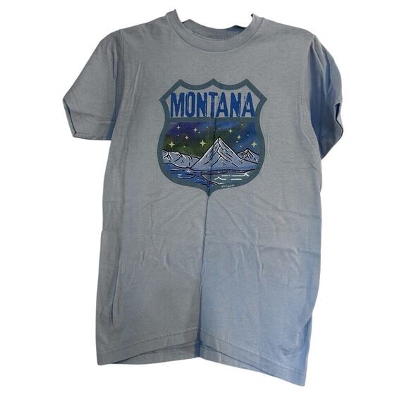 Montana Tops - Xs Montana Tshirt Mountains Stars NWT Light Blue